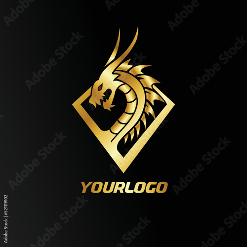 logo gold dragon vector mascot