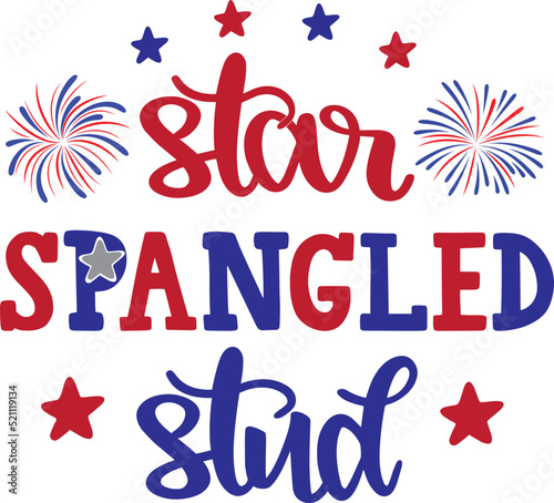 Star Spangled Stud Vector, 4th July Vector, America Vector