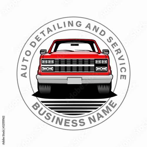 pick up truck auto detailing tuning service illustration design vector