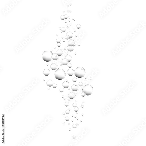 Oxygen bubble vector illustration. bubbles in drinking water Soft drinks, soda, underwater oxygen bubbles rise in aquariums and oceans or seas.