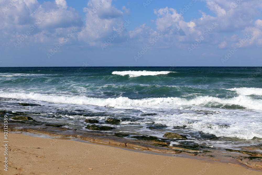 Coast of the Mediterranean Sea in northern Israel. Coast of the Mediterranean Sea in northern Israel.
