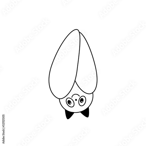 Doodle cute hanging bat.Outline.Isolated on white background.