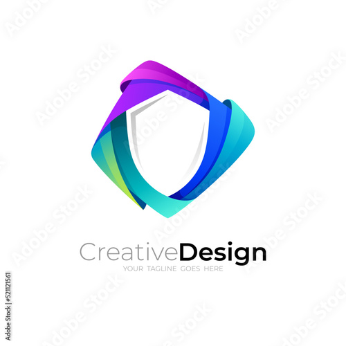 Abstract shield logo design vector, 3d style logos
