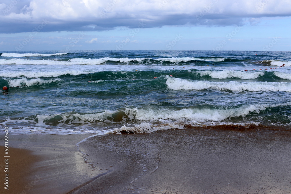 Fototapeta premium Coast of the Mediterranean Sea in northern Israel.