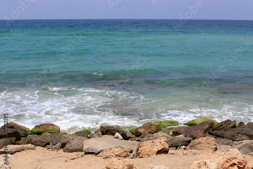Coast of the Mediterranean Sea in northern Israel.