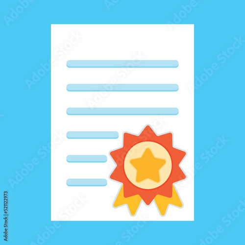 Certificate Award Icon Vector Animated with Medal Clipart