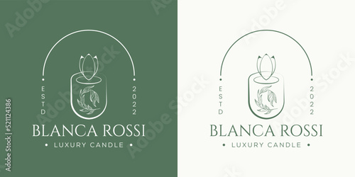 Botanical Floral element Hand Drawn  Simple candle light logo design vector