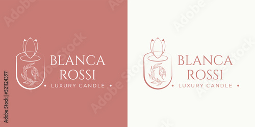 Botanical Floral element Hand Drawn  Simple candle light logo design vector