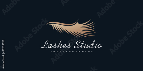 Eyelashes logo design idea with creative style premium vector