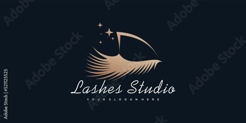 Eyelashes logo design idea with creative style premium vector