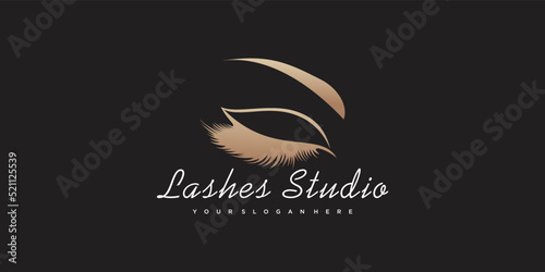 Eyelashes logo design idea with creative style premium vector