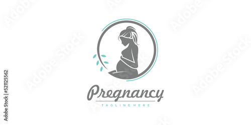 Pregnancy woman of logo design simple illustration Premium Vector