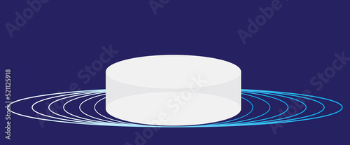 White empty podium and blue background, product presentation online marketing web design application and advertisement concept