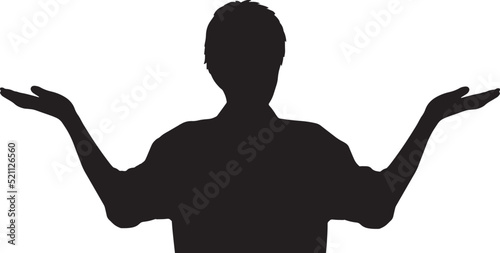 両手を上に向けて立つ男性シルエット