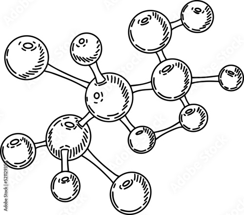 Molecules sketched isolated. Gas in hand drawn style.