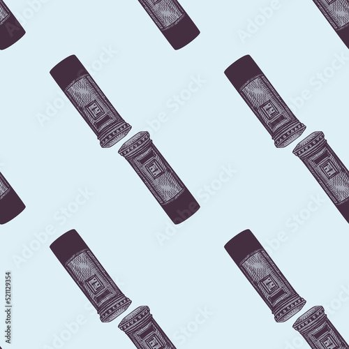 Mailbox engraved seamless pattern. Vintage letterbox in hand drawn style.