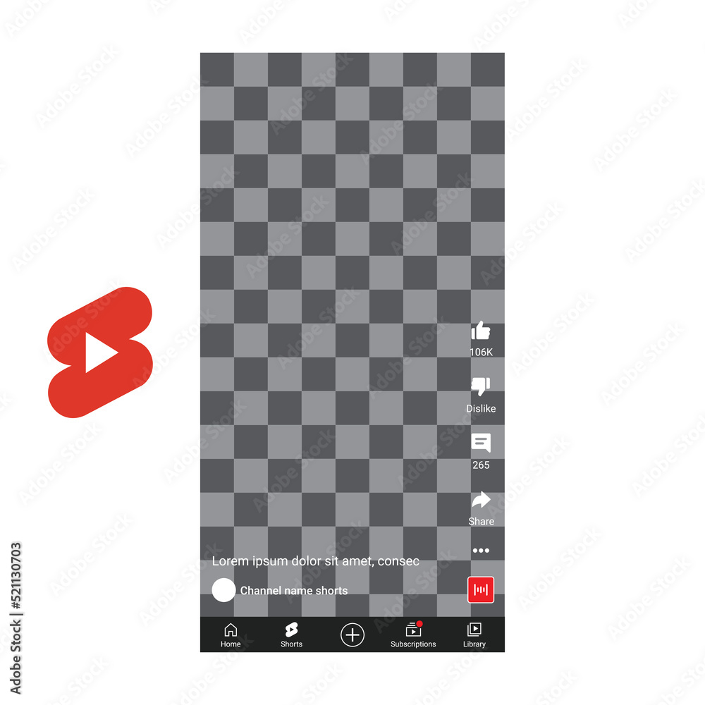 Youtube shorts mockup phone ui screen display background Stock Vector |  Adobe Stock