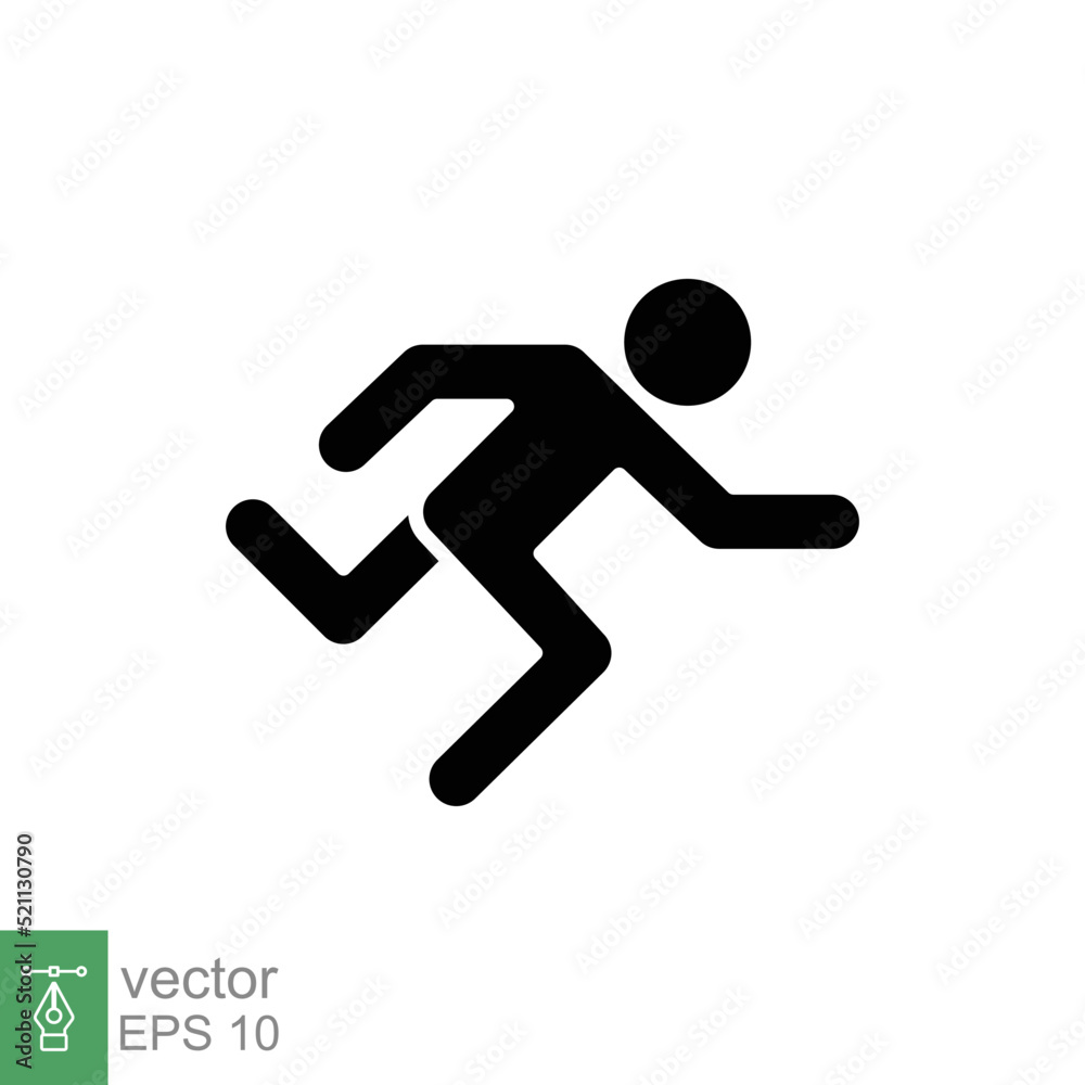 Runner icon. Simple solid style. Man run fast, race, sprint, sport concept. Glyph vector illustration isolated on white background. EPS 10. Runner icon. Simple solid style. Man run fast, race, sprint, sport concept. Glyph vector illustration isolated on white background. EPS 10.