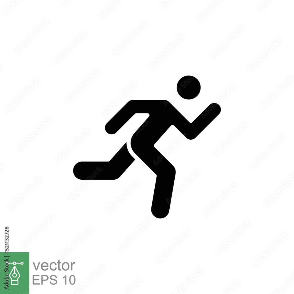 Runner icon. Simple solid style. Man run fast, race, sprint, sport concept. Glyph vector illustration isolated on white background. EPS 10.