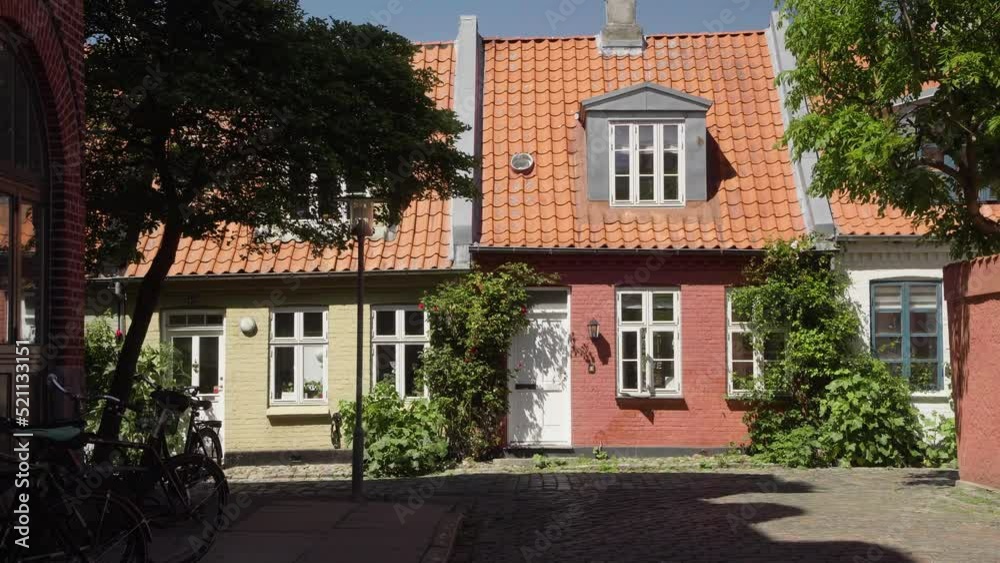 Beautiful old houses in Møllestien oldest street in Aarhus Denmark Beautiful old houses in Møllestien oldest street in Aarhus Denmark