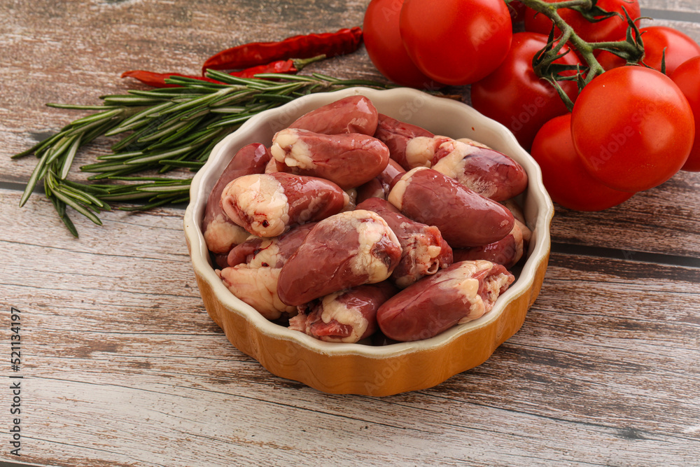Raw chicken hearts for cooking Raw chicken hearts for cooking