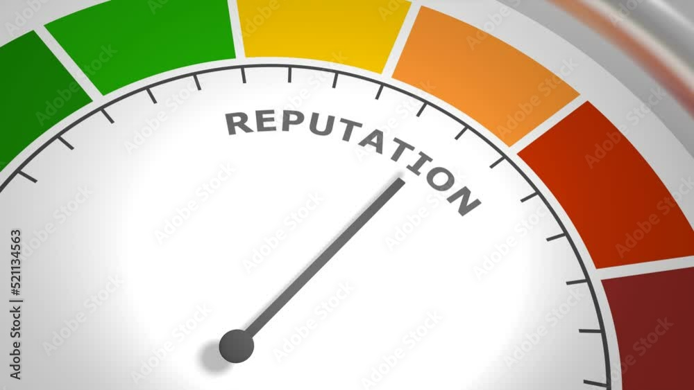 Abstract reputation indicator with color levels scale and arrow. 3D render