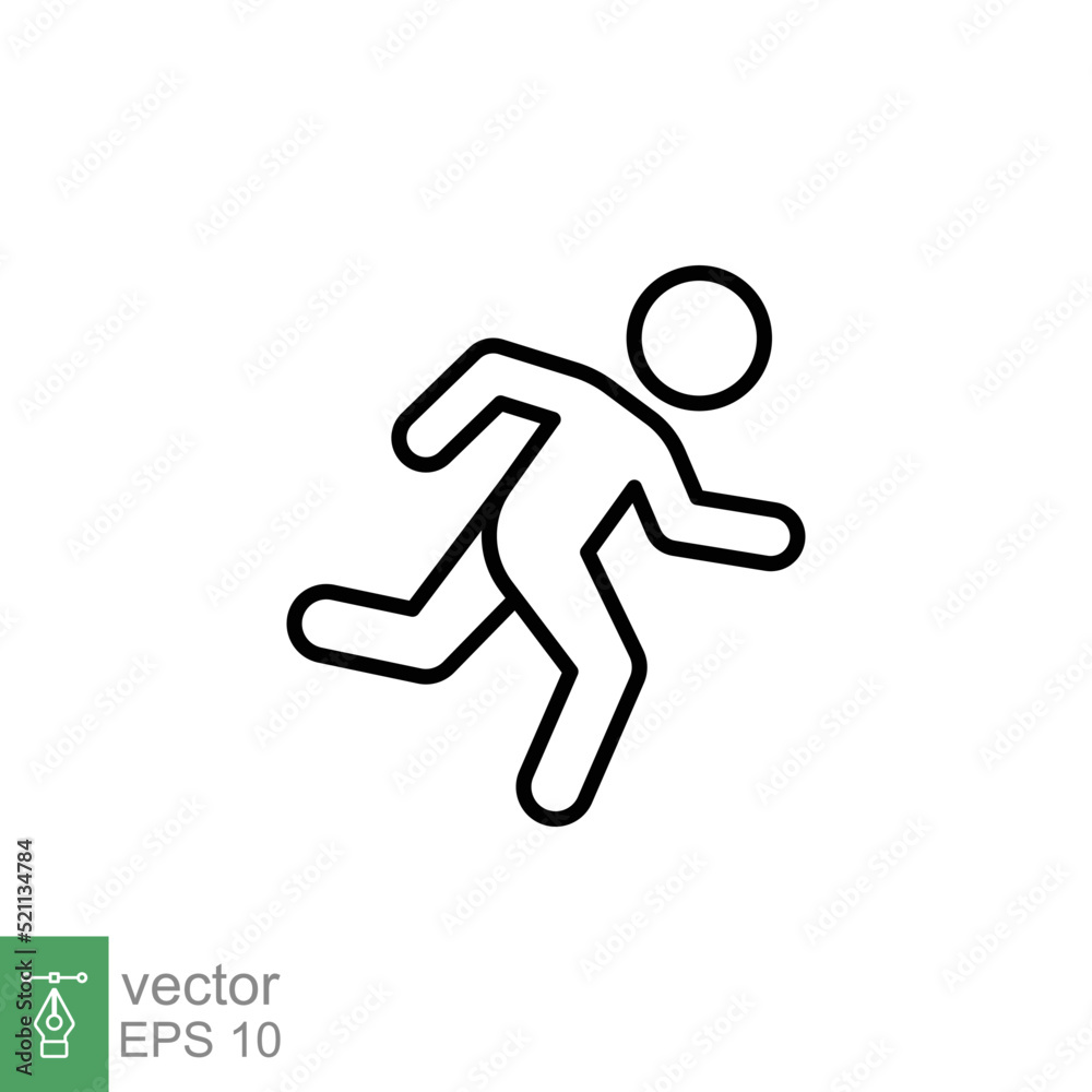 Runner icon. Simple outline style. Man run fast, race, sprint, sport concept. Thin line vector illustration isolated on white background. EPS 10.