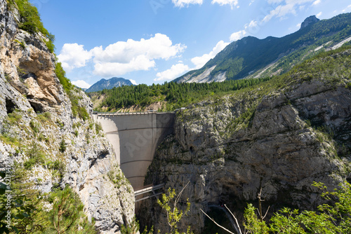 The Vajont disaster on 9 October 1963, when a landslide broke off from Mount Toc and fell into the basin causing a wave that went over the dam and destroyed the town of Longarone, causing 200 victims photo