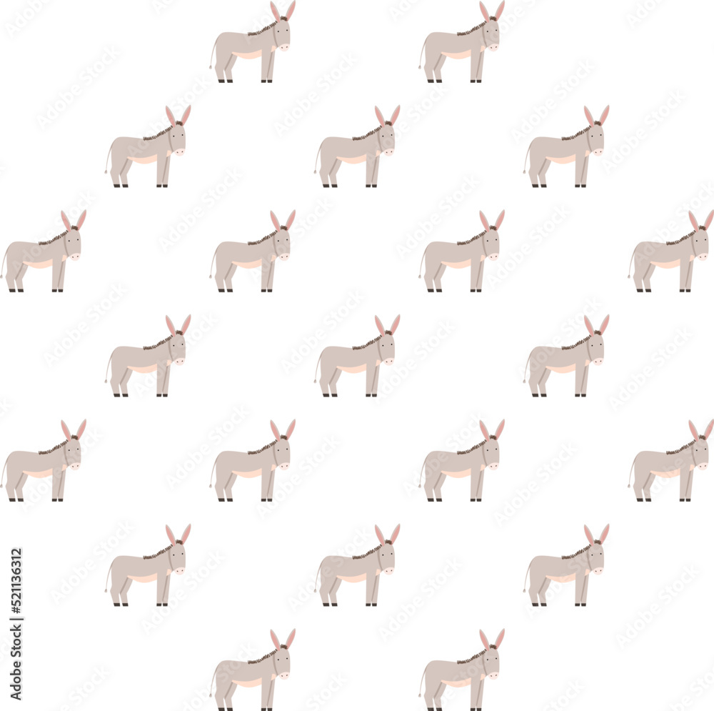Children s seamless pattern with a donkey on a white background. Perfect for kids clothing, fabric, textiles, baby jewelry, wrapping paper.
