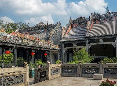 Guangzhou, Guangdong, China. The Chen Clan Ancestral Hall is an academic temple, built in 1894, exemplifies traditional Chinese Lingnan architecture. Now the Guangdong Folk Art Museum. 