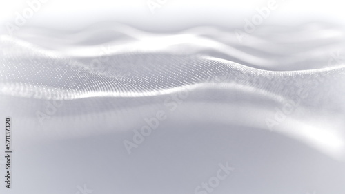 Particles white wave Cyber technology background loop. Abstract seamless animation of mesh glowing dots digital luxurious wave particles flows background, Motion of digital data flow.