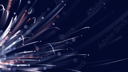 Foto Blue high tech field with glow particles lines