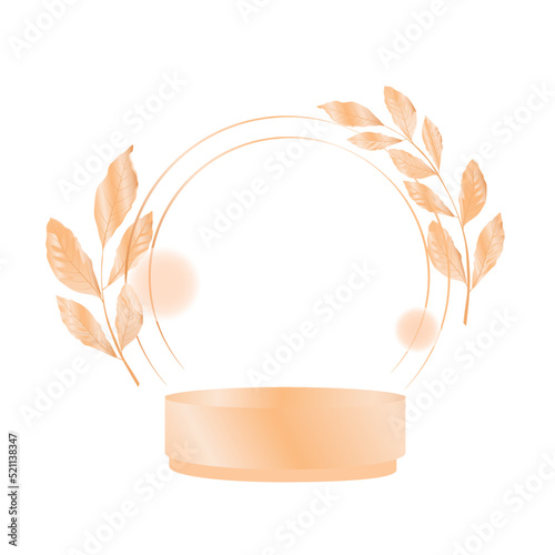 Luxury gold background. Hello autumn, wreath leaves.background vector 3D platform, podium. 3d background products display podium scene with  geometric platform.    