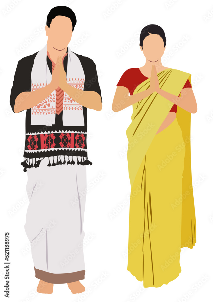 Assamese Couple In Traditional Dress Of Assam Stock Vector Adobe Stock assamese-couple-in-traditional-dress-of-assam-stock-vector-adobe-stock