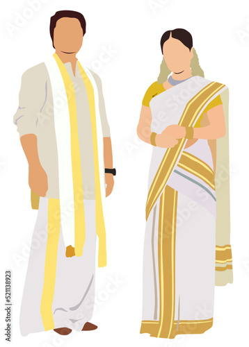 Andhra Pradesh couple in traditional dress of Andhra Pradesh photo