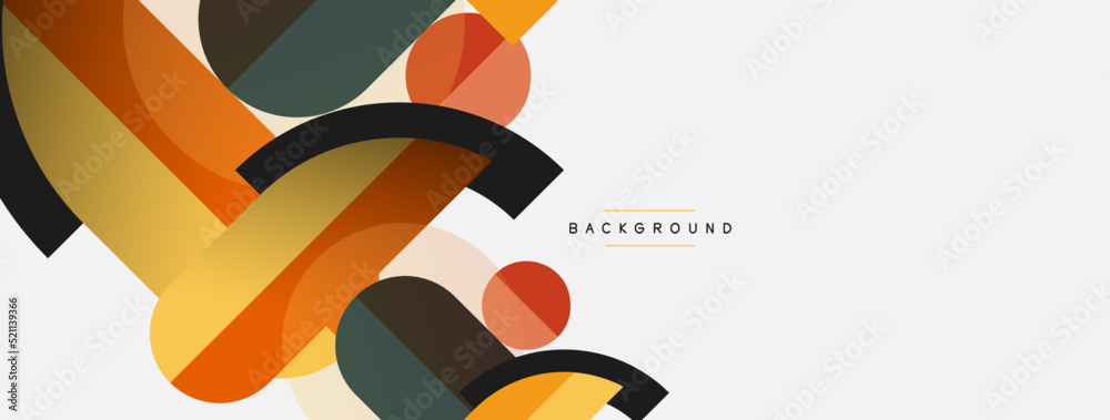Geometric shapes composition abstract background. Circles lines and rectangles. Vector illustration for wallpaper banner background or landing page Geometric shapes composition abstract background. Circles lines and rectangles. Vector illustration for wallpaper banner background or landing page