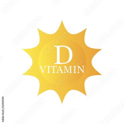 Vitamin D Icon with Sun. Vector stock illustration.