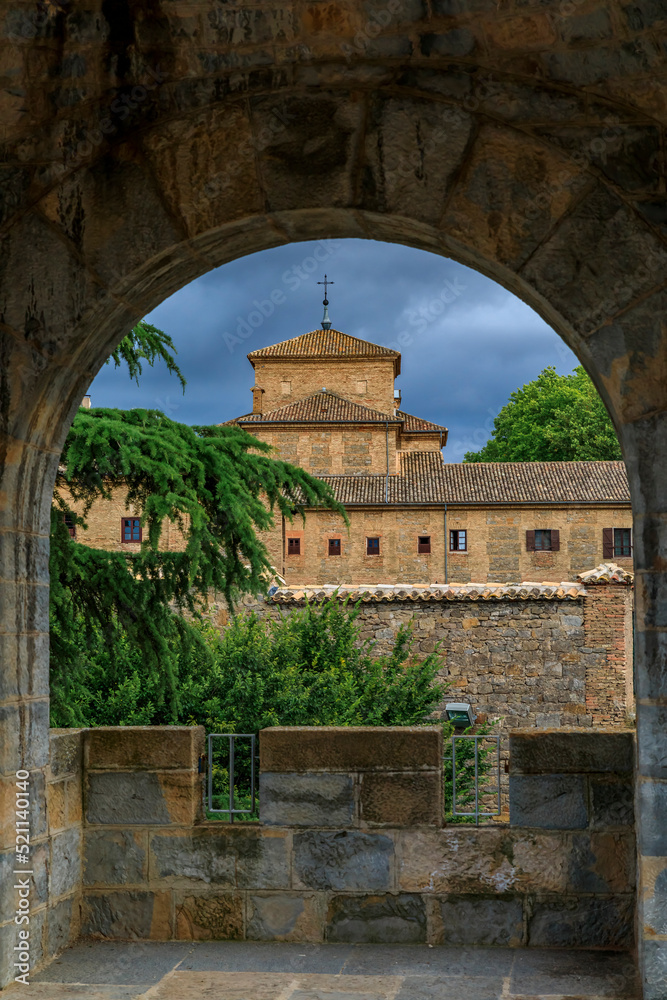 An arch of medieval citadel, Pamplona, Spain famous for the running of the bulls