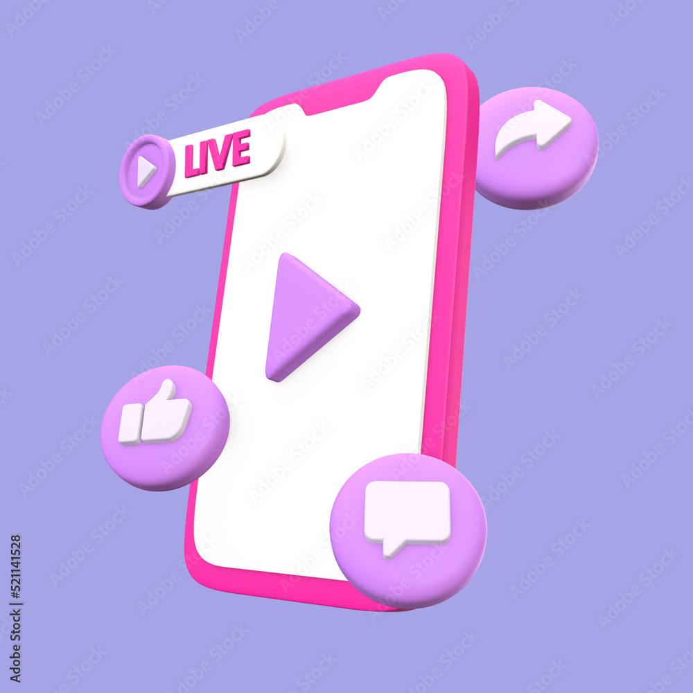 3D Illustration of Mobile Content Creator 3D Illustration of Mobile Content Creator