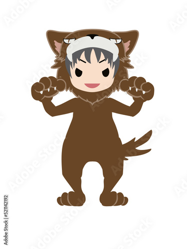 オオカミの仮装をしたイラスト
