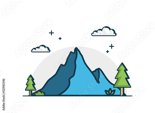 mountain vector with flat design outline style © Dhipwise