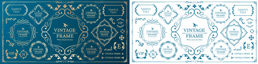 オシャレなフレーム。デザインテンプレート。ゴージャスな額のセット。