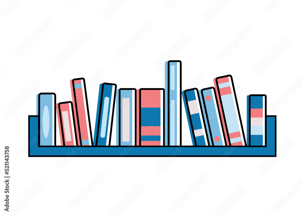 Bookshelf with books, vector simple icon with collection or set of