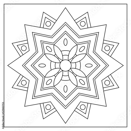 Decorative mandala art with octagon star for coloring pages for adults. Good mood. Relieve stress and anxiety. EPS8 #604
