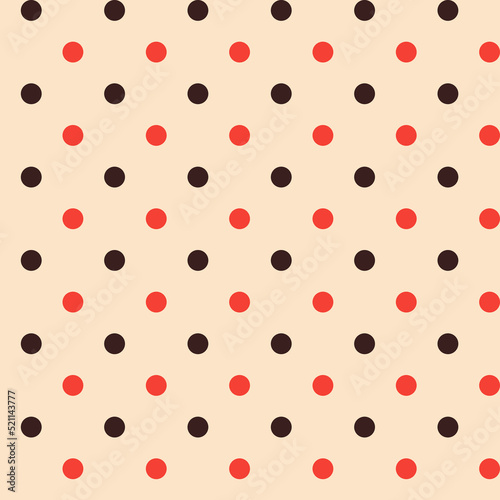 Cute red and brown polka dots isolated on a light background Seamless geometric pattern in minimal, limited colors