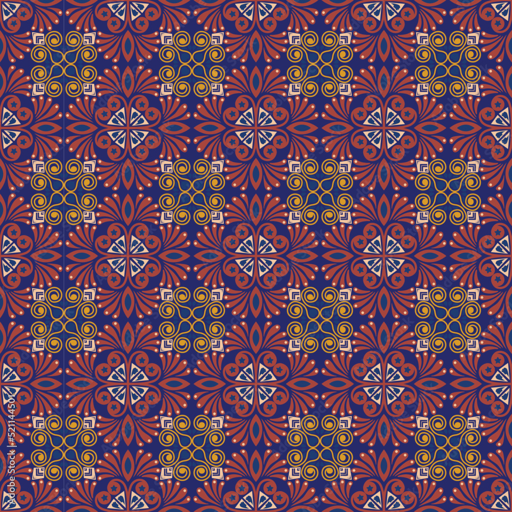 Garden Nature Seamless Pattern Floral Background Damask Aboriginal Ornament Art