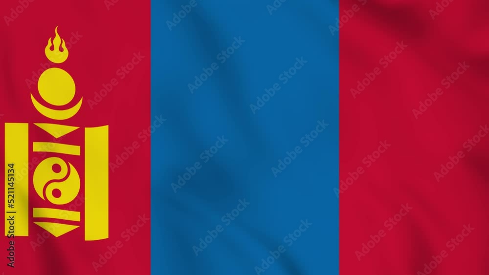 Mongolia realistic waving flag. smooth seamless loop 4k video Mongolia realistic waving flag. smooth seamless loop 4k video
