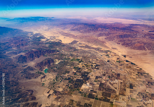 Aerial view of Palm Desert, Palm Springs and Joshua Tree National park