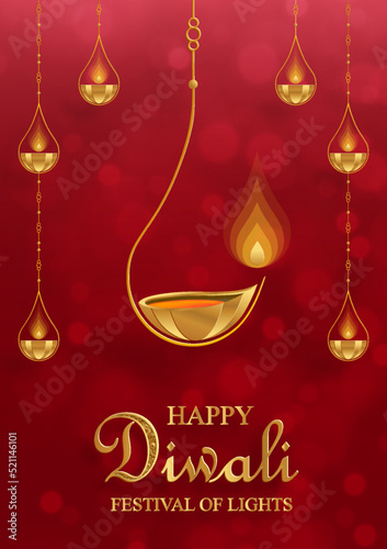 Festive Diwali and Deepawali card. The indian festival of lights