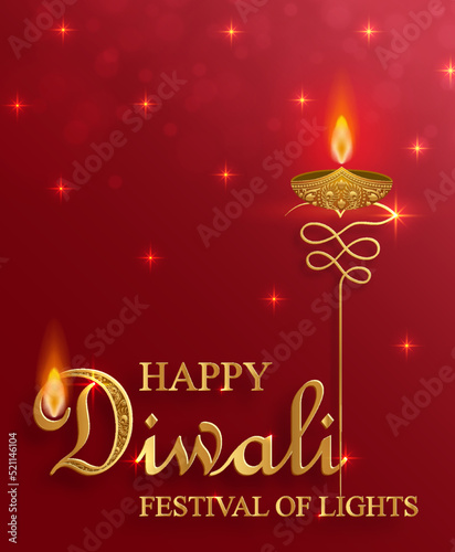 Festive Diwali and Deepawali card. The indian festival of lights